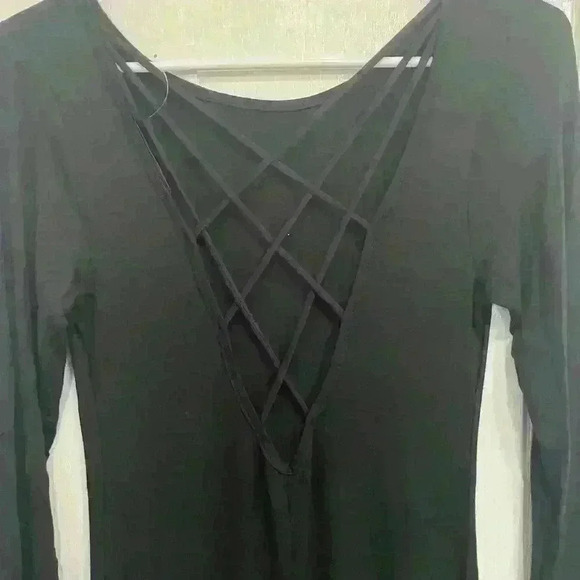 New Franchie by J black long sleeve dress criss cross back large - Picture 4 of 4